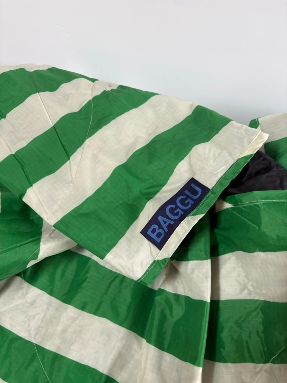 NWOT BAGGU Puffy Picnic Blanket-  Green Painted Stripe pattern